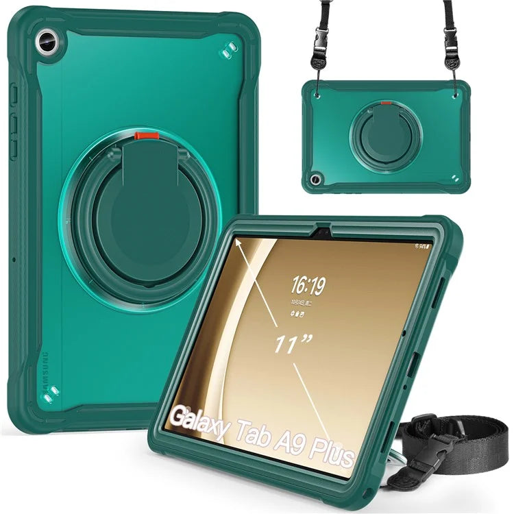 For Samsung Galaxy Tab A9+ SM-X210 / X216 / X218 Case Drop-Proof PC+TPU Cover with Shoulder Strap