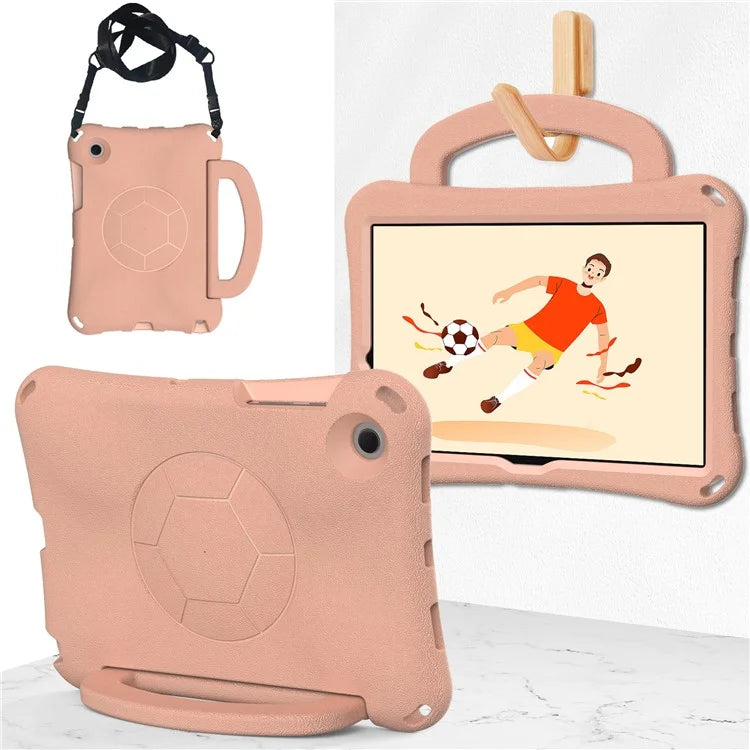 For Samsung Galaxy Tab A8 10.5 (2021) / (2022) EVA Case Soccer Pattern Handle Kickstand Shoulder Strap Cover