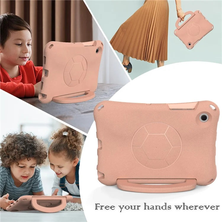 For Samsung Galaxy Tab A8 10.5 (2021) / (2022) EVA Case Soccer Pattern Handle Kickstand Shoulder Strap Cover