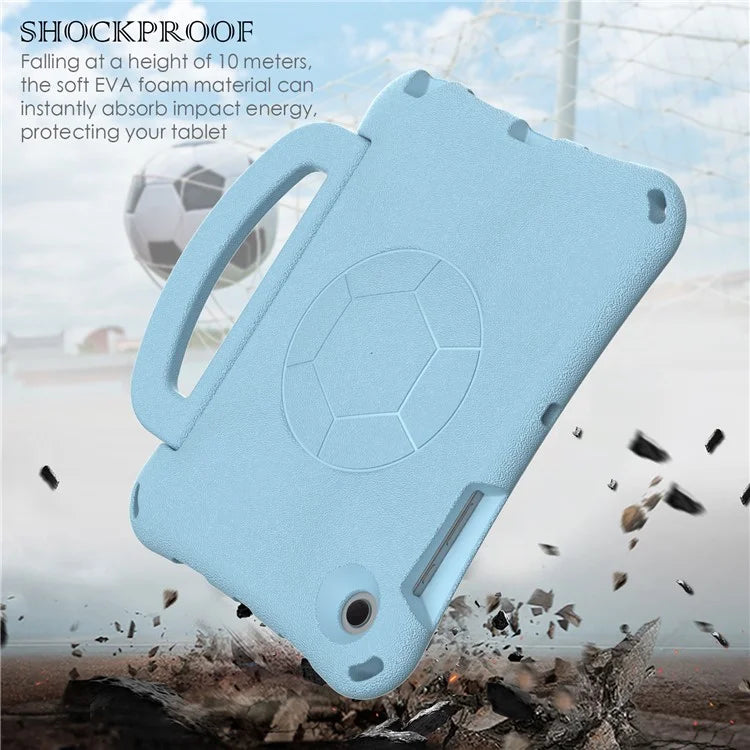 For Samsung Galaxy Tab A8 10.5 (2021) / (2022) EVA Case Soccer Pattern Handle Kickstand Shoulder Strap Cover