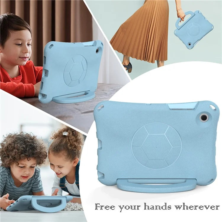 For Samsung Galaxy Tab A8 10.5 (2021) / (2022) EVA Case Soccer Pattern Handle Kickstand Shoulder Strap Cover