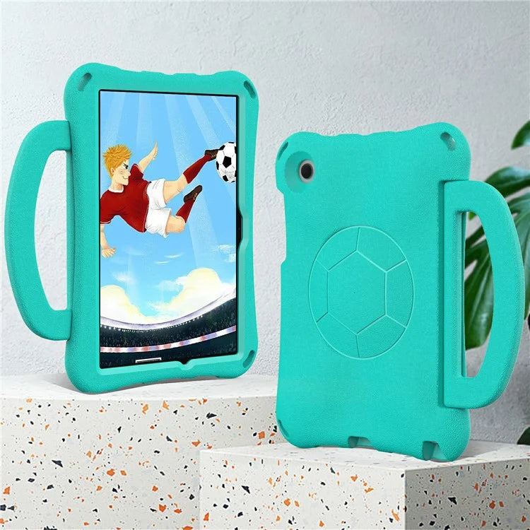 For Samsung Galaxy Tab A8 10.5 (2021) / (2022) EVA Case Soccer Pattern Handle Kickstand Shoulder Strap Cover