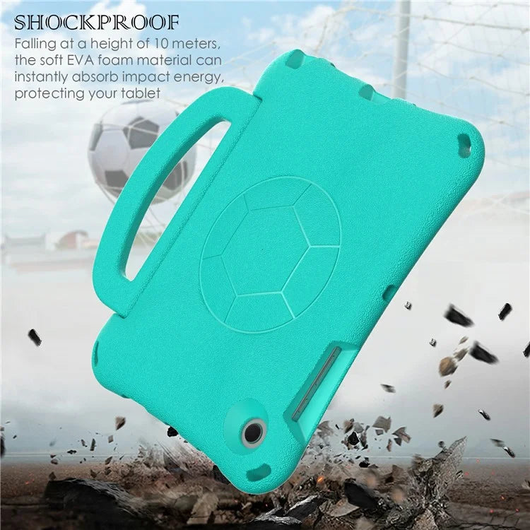For Samsung Galaxy Tab A8 10.5 (2021) / (2022) EVA Case Soccer Pattern Handle Kickstand Shoulder Strap Cover