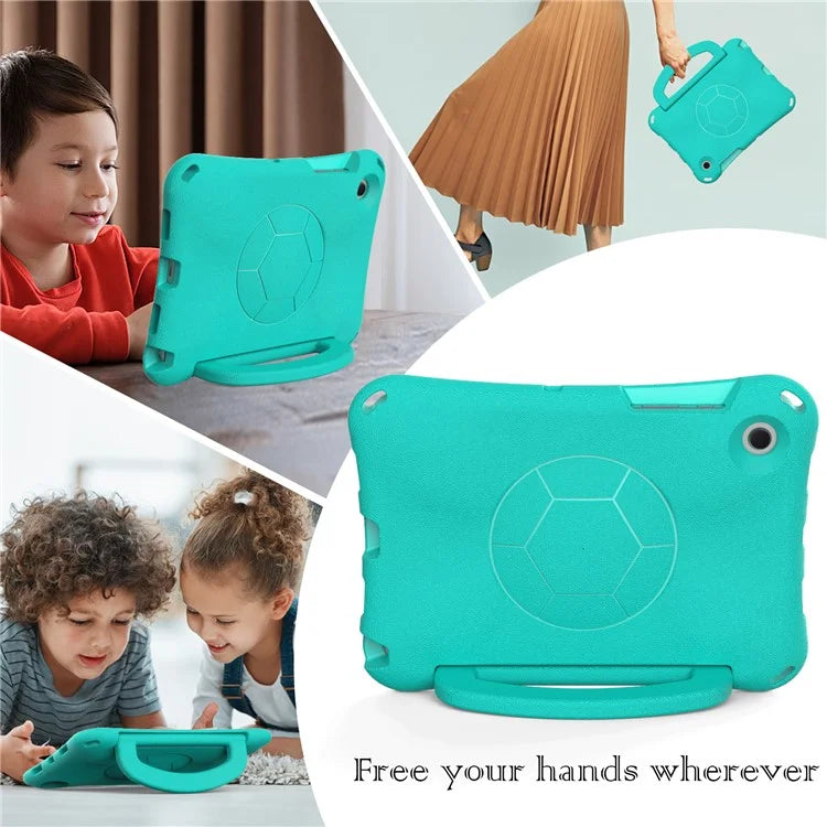 For Samsung Galaxy Tab A8 10.5 (2021) / (2022) EVA Case Soccer Pattern Handle Kickstand Shoulder Strap Cover