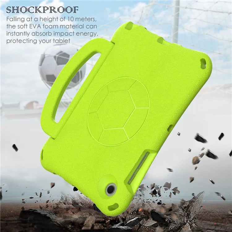 For Samsung Galaxy Tab A8 10.5 (2021) / (2022) EVA Case Soccer Pattern Handle Kickstand Shoulder Strap Cover