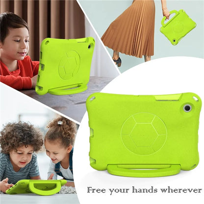 For Samsung Galaxy Tab A8 10.5 (2021) / (2022) EVA Case Soccer Pattern Handle Kickstand Shoulder Strap Cover