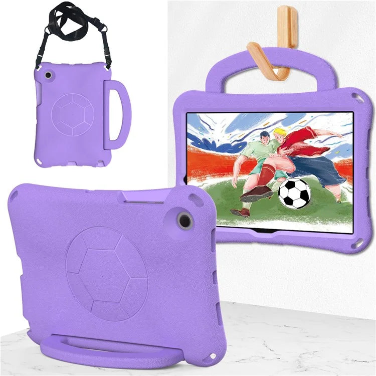 For Samsung Galaxy Tab A8 10.5 (2021) / (2022) EVA Case Soccer Pattern Handle Kickstand Shoulder Strap Cover