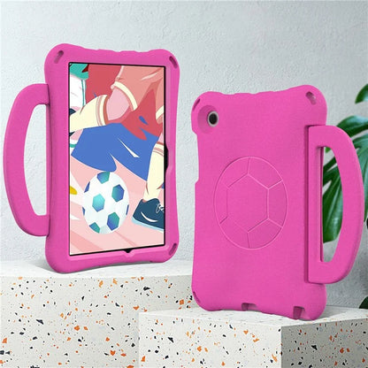 For Samsung Galaxy Tab A8 10.5 (2021) / (2022) EVA Case Soccer Pattern Handle Kickstand Shoulder Strap Cover