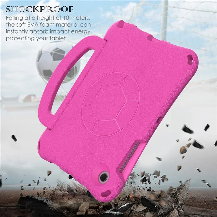 For Samsung Galaxy Tab A8 10.5 (2021) / (2022) EVA Case Soccer Pattern Handle Kickstand Shoulder Strap Cover