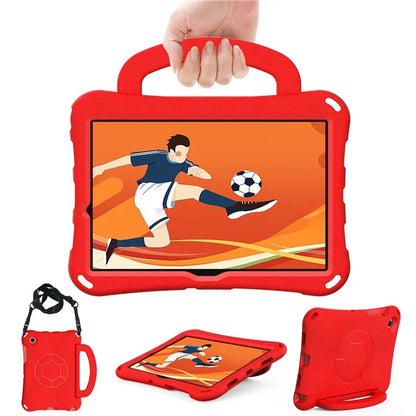 For Samsung Galaxy Tab A8 10.5 (2021) / (2022) EVA Case Soccer Pattern Handle Kickstand Shoulder Strap Cover