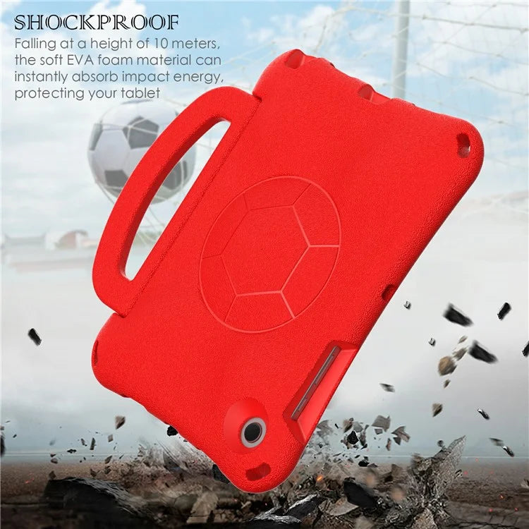 For Samsung Galaxy Tab A8 10.5 (2021) / (2022) EVA Case Soccer Pattern Handle Kickstand Shoulder Strap Cover