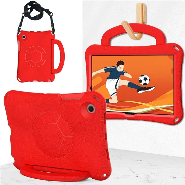 For Samsung Galaxy Tab A8 10.5 (2021) / (2022) EVA Case Soccer Pattern Handle Kickstand Shoulder Strap Cover