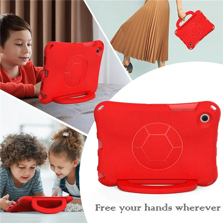 For Samsung Galaxy Tab A8 10.5 (2021) / (2022) EVA Case Soccer Pattern Handle Kickstand Shoulder Strap Cover