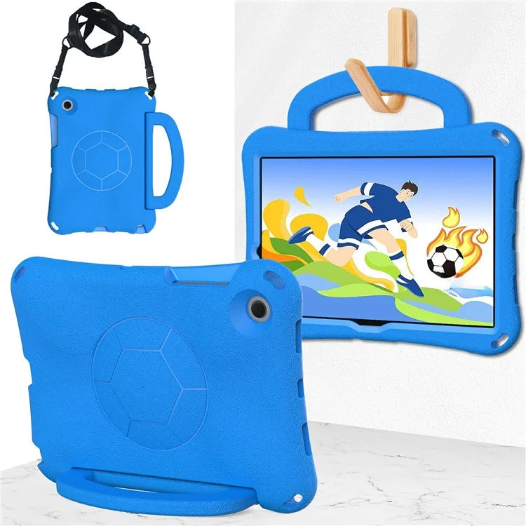 For Samsung Galaxy Tab A8 10.5 (2021) / (2022) EVA Case Soccer Pattern Handle Kickstand Shoulder Strap Cover