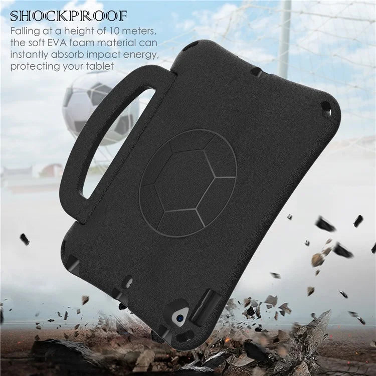 For iPad Air (2013) / Air 2 / iPad 9.7-inch (2017) / (2018) Soccer Pattern Case EVA Protective Handle Tablet Cover