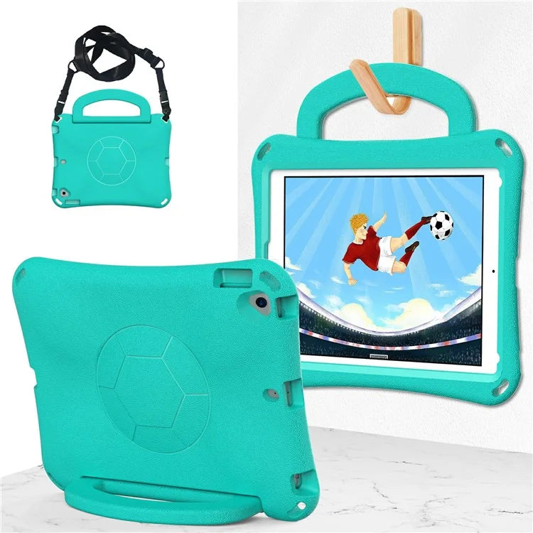 For iPad Air (2013) / Air 2 / iPad 9.7-inch (2017) / (2018) Soccer Pattern Case EVA Protective Handle Tablet Cover