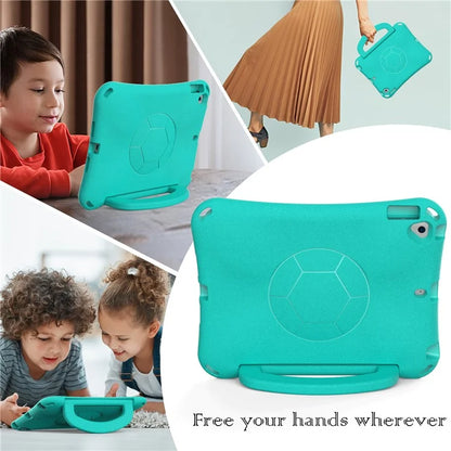 For iPad Air (2013) / Air 2 / iPad 9.7-inch (2017) / (2018) Soccer Pattern Case EVA Protective Handle Tablet Cover