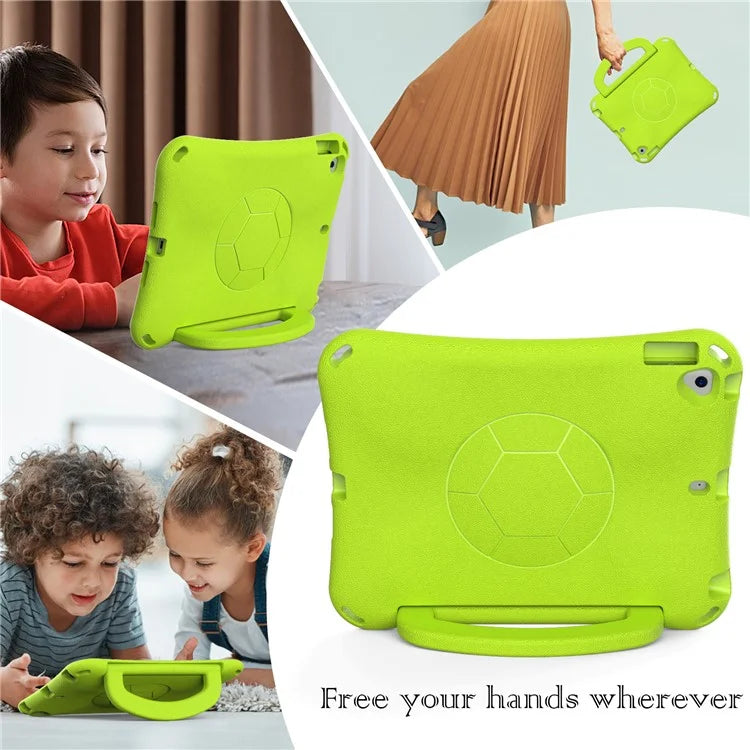 For iPad Air (2013) / Air 2 / iPad 9.7-inch (2017) / (2018) Soccer Pattern Case EVA Protective Handle Tablet Cover