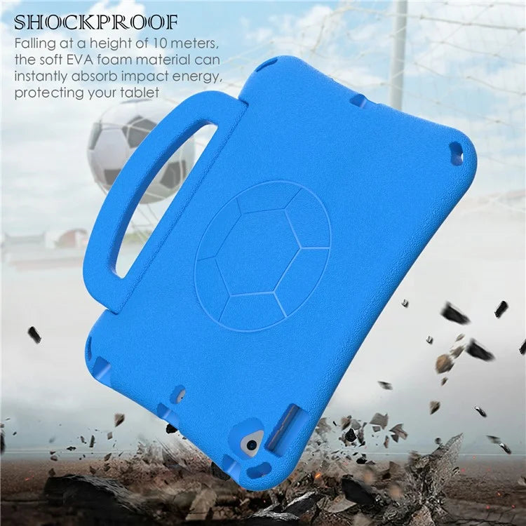 For iPad Air (2013) / Air 2 / iPad 9.7-inch (2017) / (2018) Soccer Pattern Case EVA Protective Handle Tablet Cover