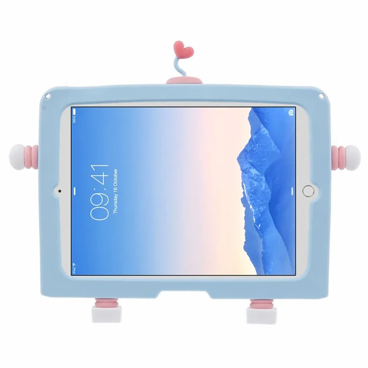 For iPad Air (2013) / Air 2 / iPad 9.7-inch (2017) / (2018) Silicone Tablet Case PC Kickstand Cover with Lanyard