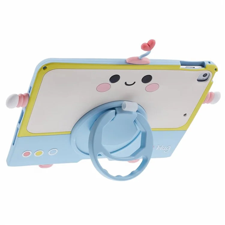 For iPad Air (2013) / Air 2 / iPad 9.7-inch (2017) / (2018) Silicone Tablet Case PC Kickstand Cover with Lanyard