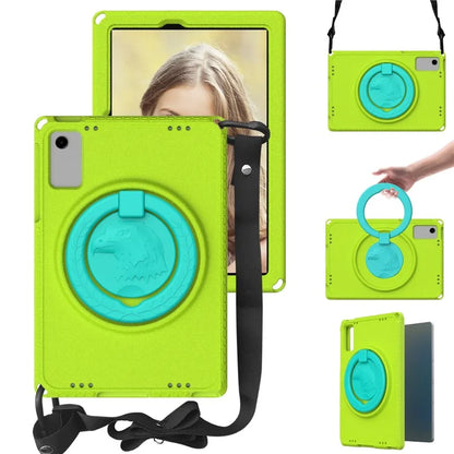 For Samsung Galaxy Tab A9+ Eagle Pattern Case Rotating Grip Handle Kickstand Cover with Shoulder Strap