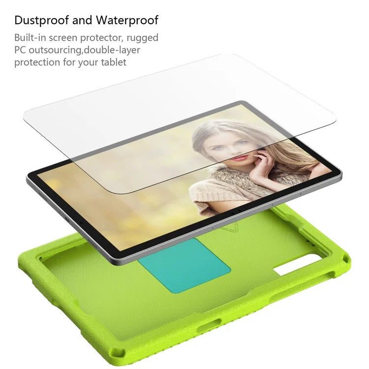 For Samsung Galaxy Tab A9+ Eagle Pattern Case Rotating Grip Handle Kickstand Cover with Shoulder Strap