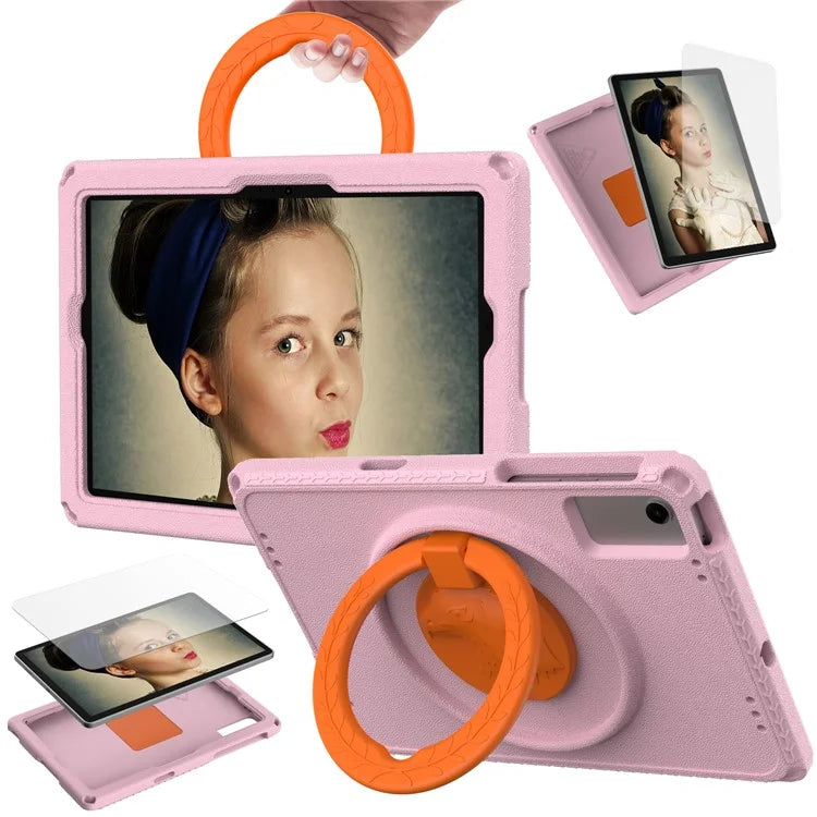 For Samsung Galaxy Tab A9+ Eagle Pattern Case Rotating Grip Handle Kickstand Cover with Shoulder Strap