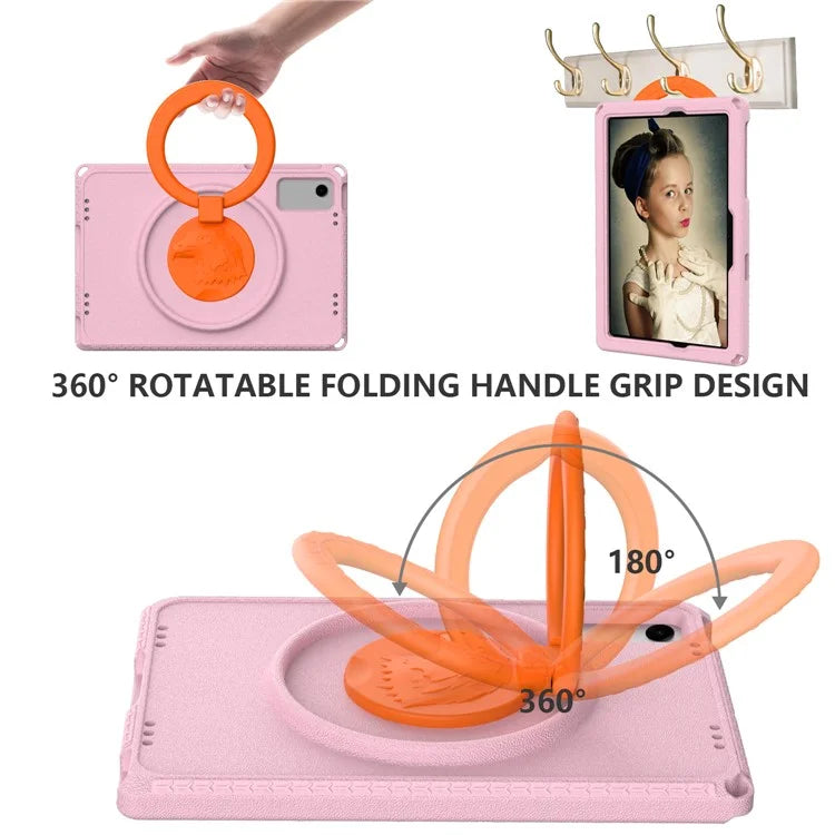 For Samsung Galaxy Tab A9+ Eagle Pattern Case Rotating Grip Handle Kickstand Cover with Shoulder Strap