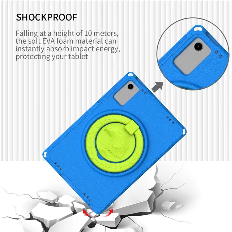 For Samsung Galaxy Tab A9+ Eagle Pattern Case Rotating Grip Handle Kickstand Cover with Shoulder Strap