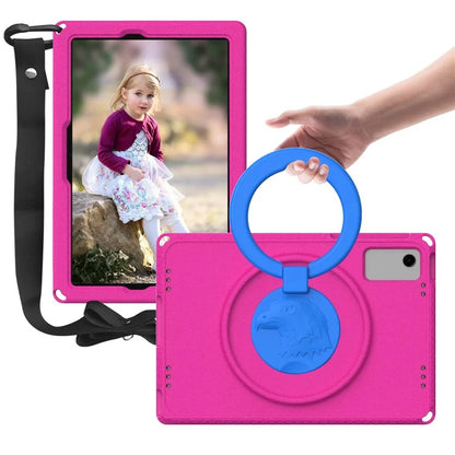 For Samsung Galaxy Tab A9+ Eagle Pattern Case Rotating Grip Handle Kickstand Cover with Shoulder Strap