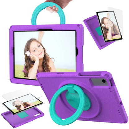 For Samsung Galaxy Tab A9+ Eagle Pattern Case Rotating Grip Handle Kickstand Cover with Shoulder Strap