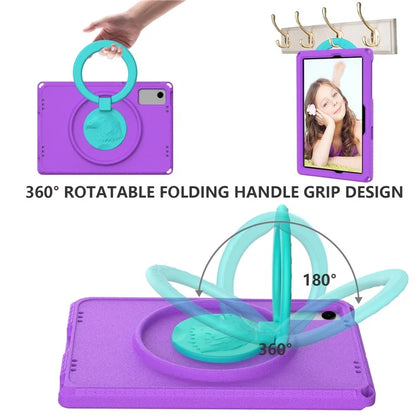 For Samsung Galaxy Tab A9+ Eagle Pattern Case Rotating Grip Handle Kickstand Cover with Shoulder Strap