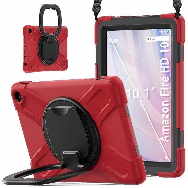 For Amazon Fire HD 10 (2023) Case Kickstand Rugged Tablet Cover with Shoulder Strap