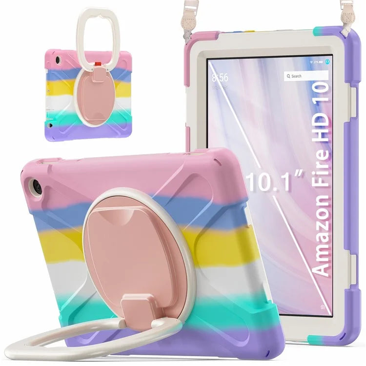 For Amazon Fire HD 10 (2023) Case Kickstand Rugged Tablet Cover with Shoulder Strap