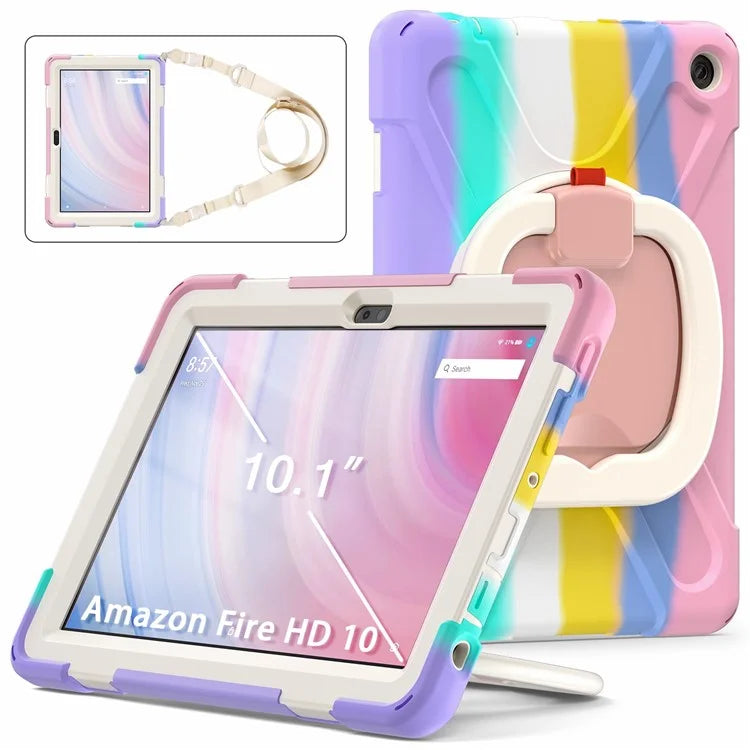 For Amazon Fire HD 10 (2023) Case Kickstand Rugged Tablet Cover with Shoulder Strap
