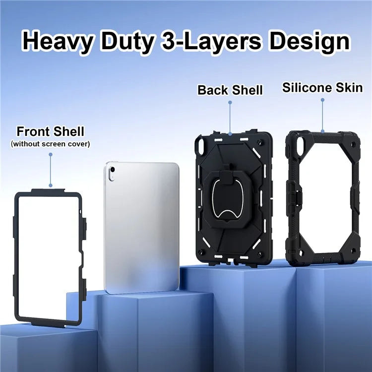 C3 for iPad 10.9 (2022) Case Contrast Color Silicone+PC Kickstand Anti-drop Tablet Cover
