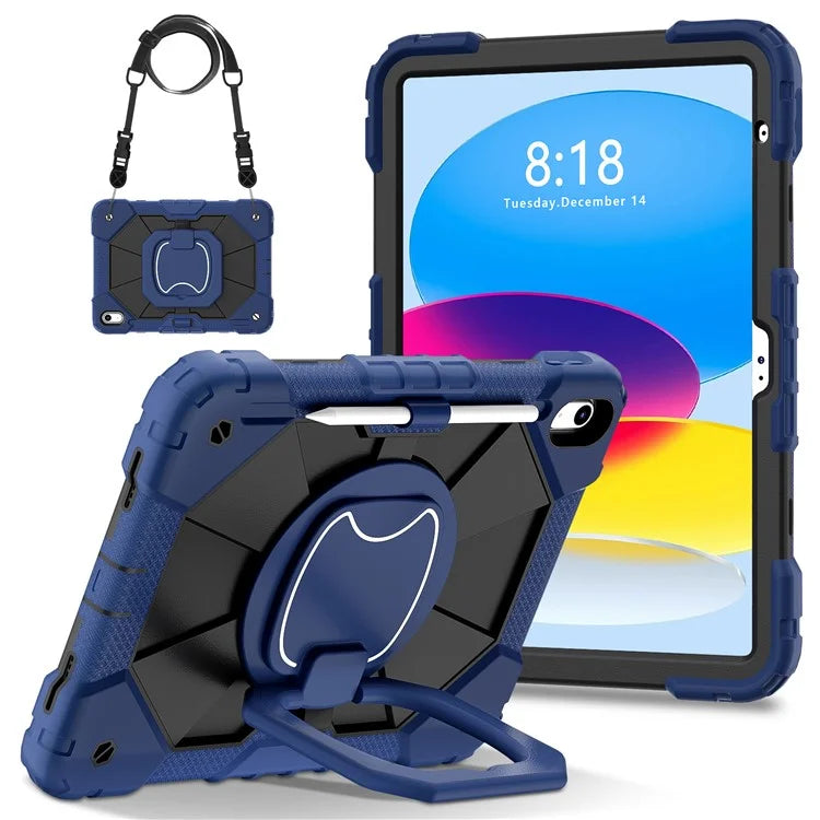 C3 for iPad 10.9 (2022) Case Contrast Color Silicone+PC Kickstand Anti-drop Tablet Cover