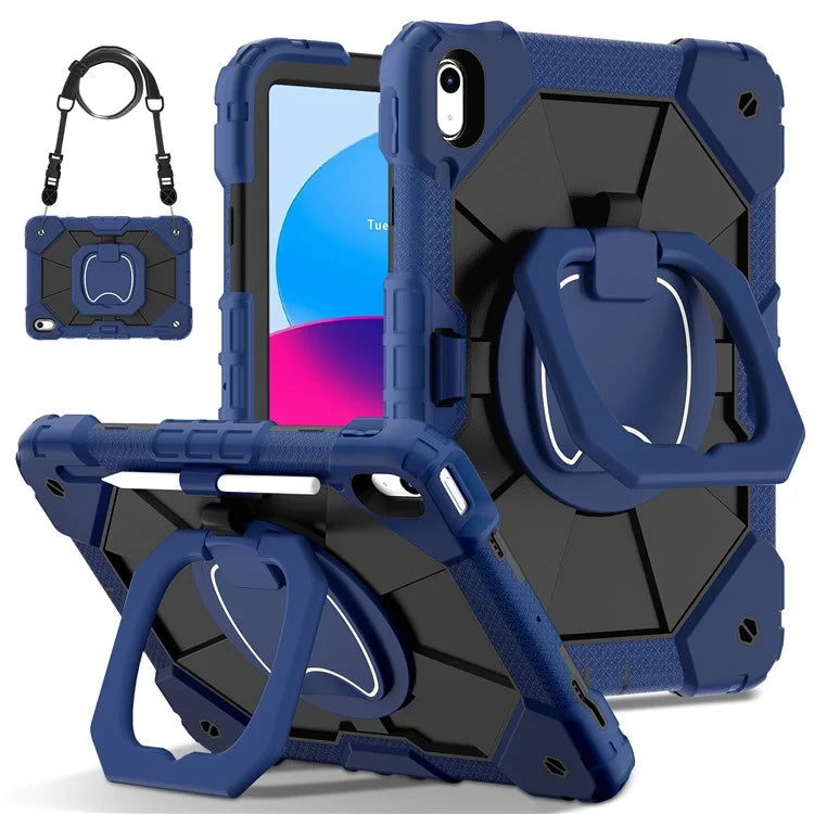 C3 for iPad 10.9 (2022) Case Contrast Color Silicone+PC Kickstand Anti-drop Tablet Cover