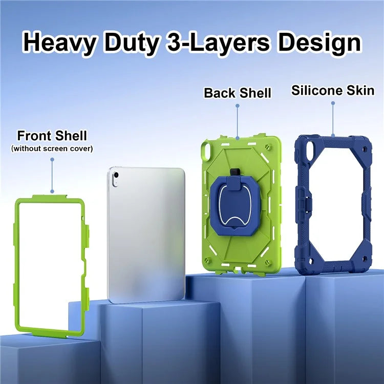 C3 for iPad 10.9 (2022) Case Contrast Color Silicone+PC Kickstand Anti-drop Tablet Cover