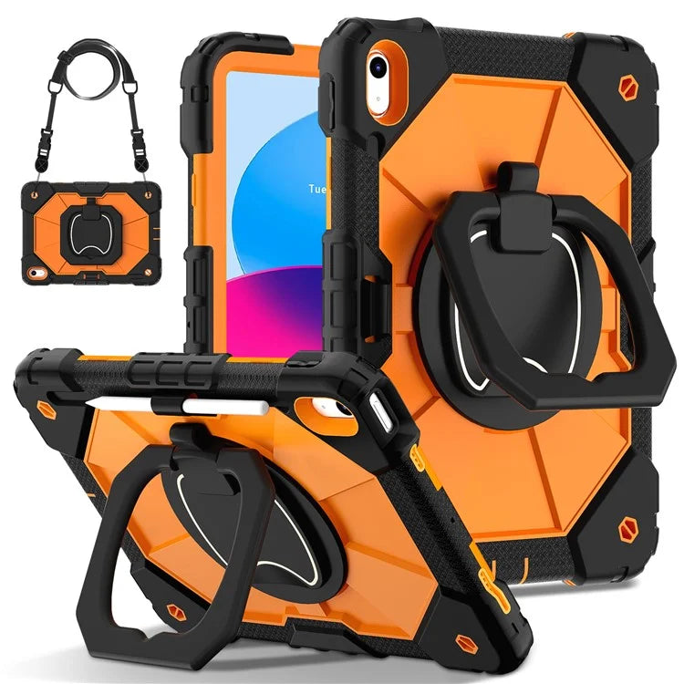 C3 for iPad 10.9 (2022) Case Contrast Color Silicone+PC Kickstand Anti-drop Tablet Cover