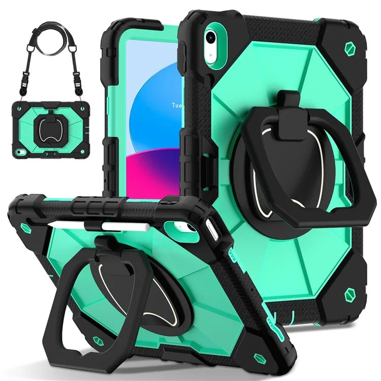 C3 for iPad 10.9 (2022) Case Contrast Color Silicone+PC Kickstand Anti-drop Tablet Cover