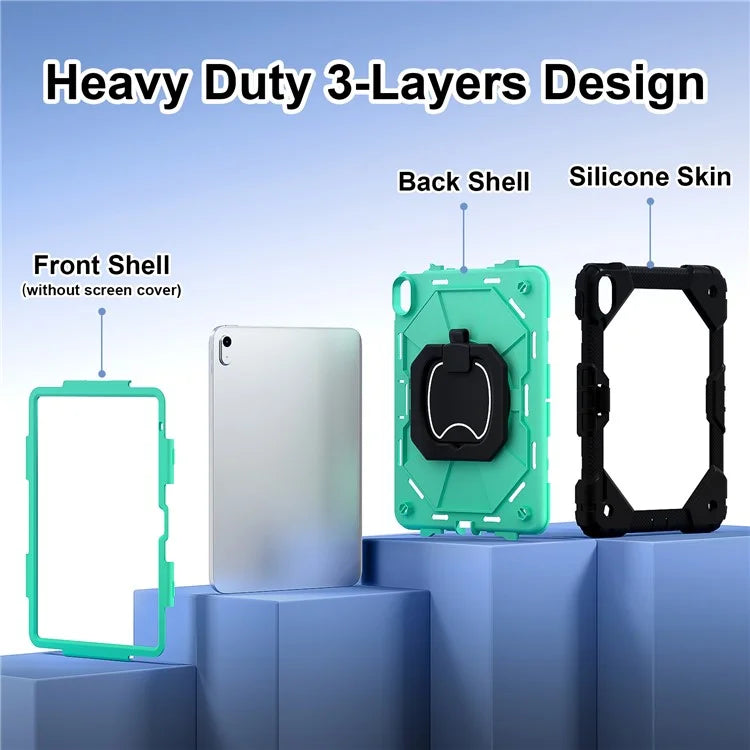 C3 for iPad 10.9 (2022) Case Contrast Color Silicone+PC Kickstand Anti-drop Tablet Cover
