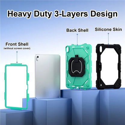 C3 for iPad 10.9 (2022) Case Contrast Color Silicone+PC Kickstand Anti-drop Tablet Cover