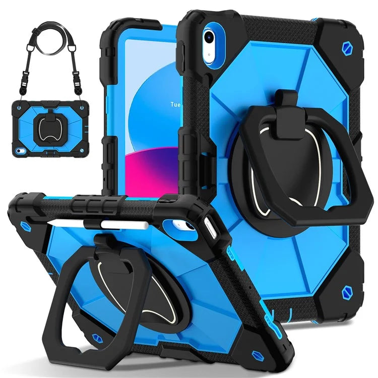 C3 for iPad 10.9 (2022) Case Contrast Color Silicone+PC Kickstand Anti-drop Tablet Cover