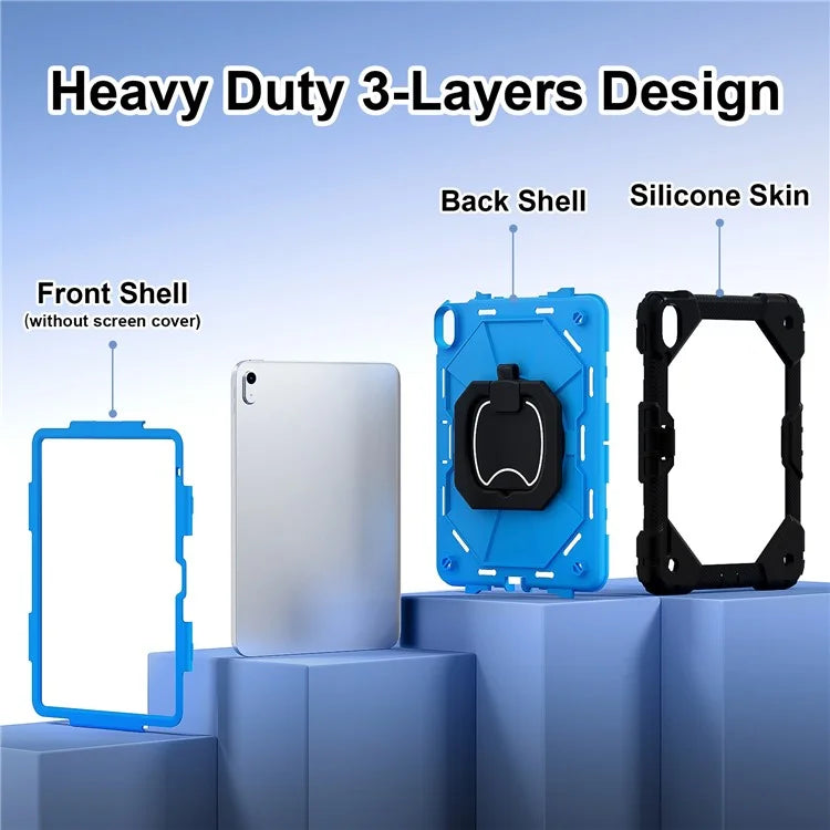 C3 for iPad 10.9 (2022) Case Contrast Color Silicone+PC Kickstand Anti-drop Tablet Cover
