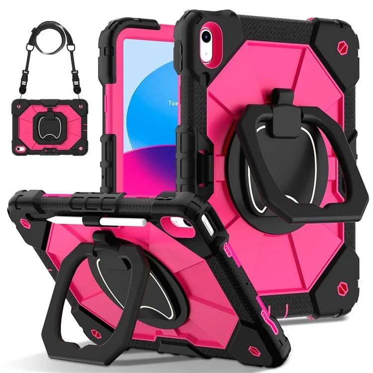 C3 for iPad 10.9 (2022) Case Contrast Color Silicone+PC Kickstand Anti-drop Tablet Cover