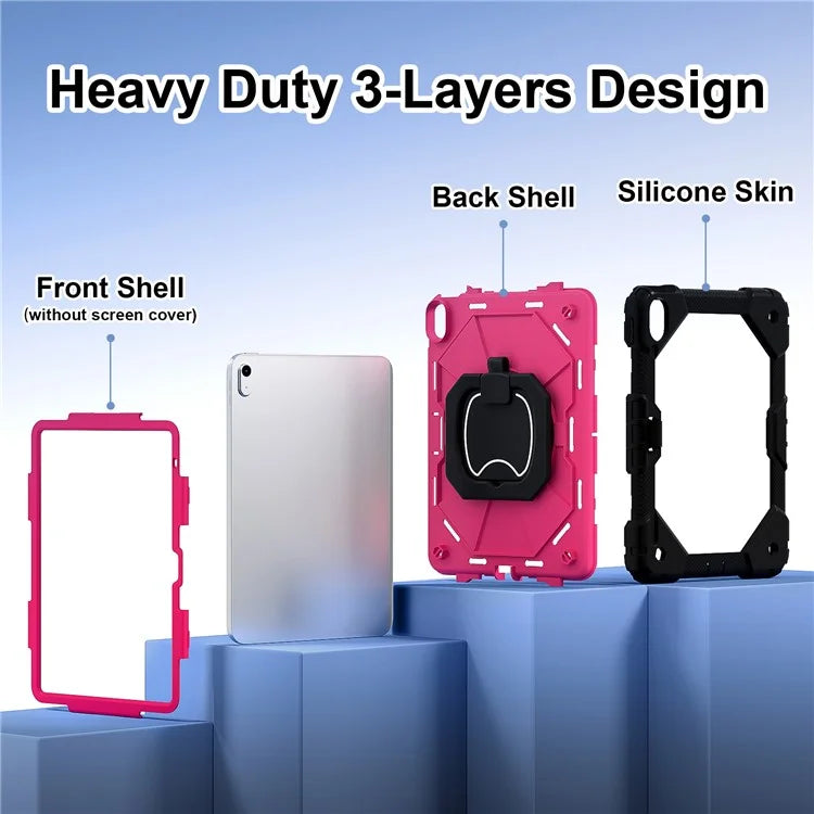 C3 for iPad 10.9 (2022) Case Contrast Color Silicone+PC Kickstand Anti-drop Tablet Cover