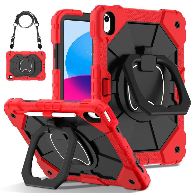 C3 for iPad 10.9 (2022) Case Contrast Color Silicone+PC Kickstand Anti-drop Tablet Cover