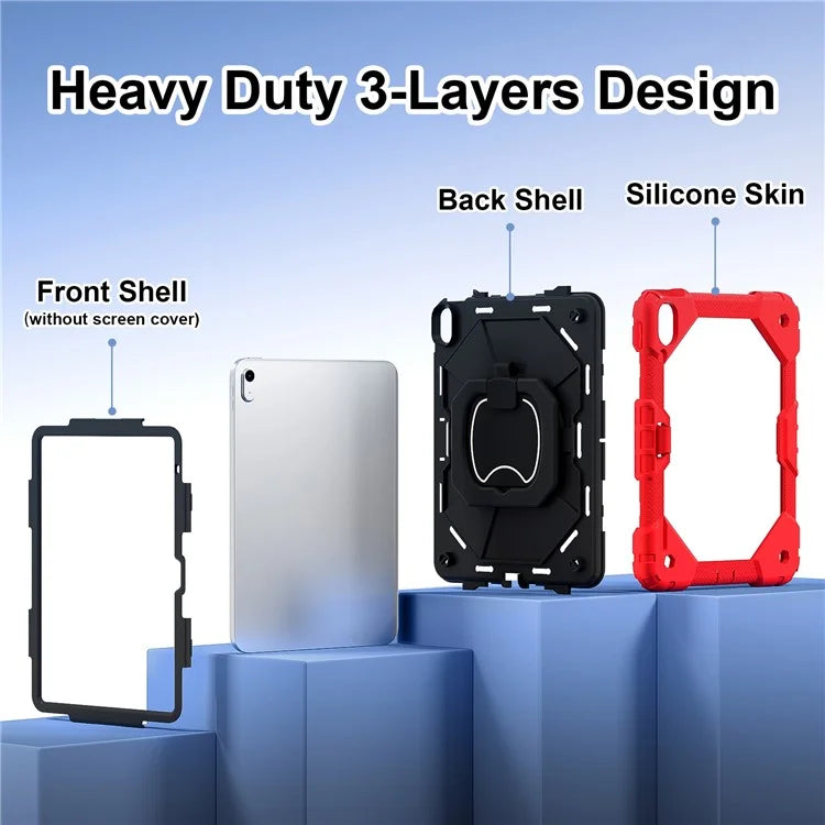 C3 for iPad 10.9 (2022) Case Contrast Color Silicone+PC Kickstand Anti-drop Tablet Cover